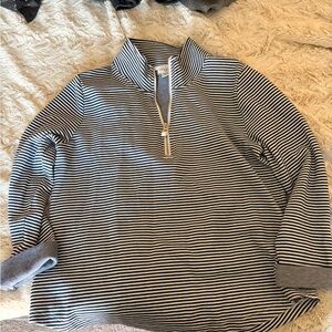 JCrew Women’s Quarter-Zip Striped Pullover Sweater - Navy & White